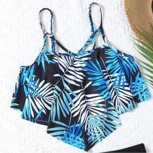 Brand new bathing suit top/tankini blue pattern
